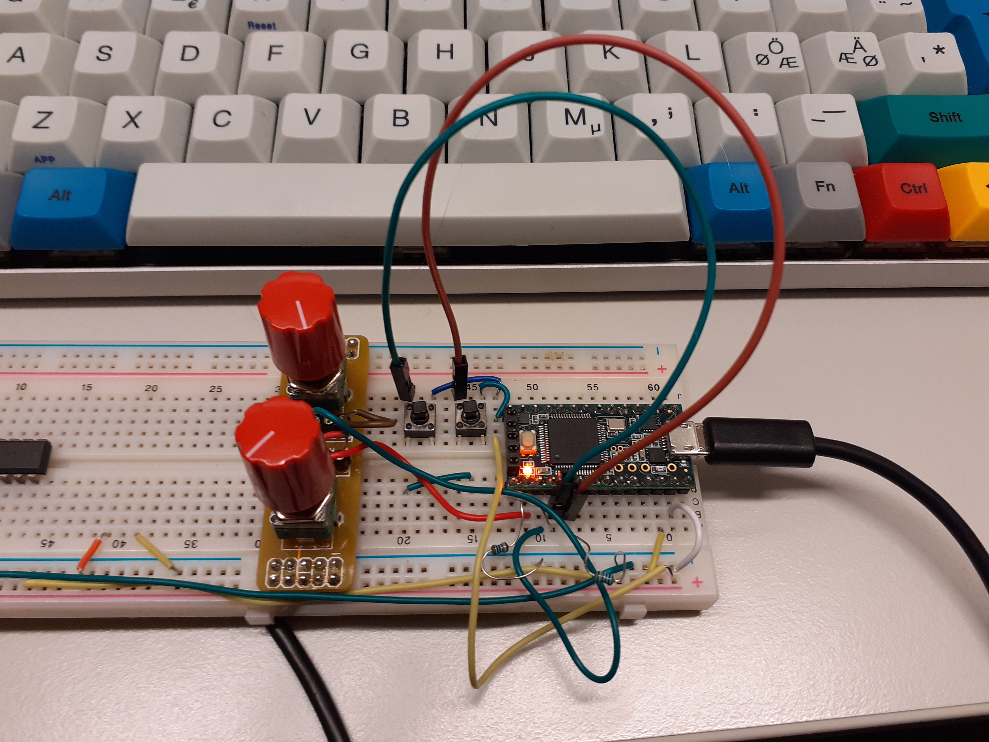 Teensy on a breadboard