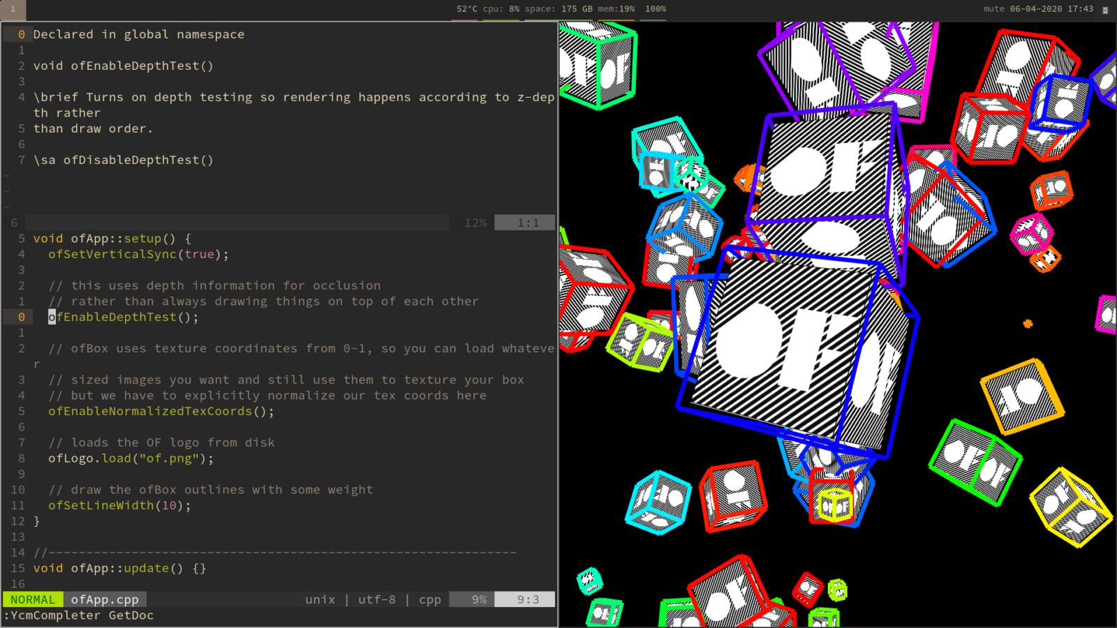 open frameworks + vim